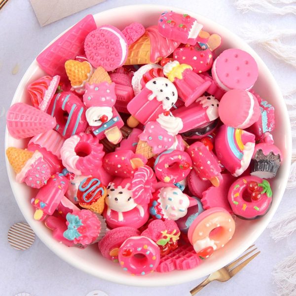 10Pcs Bag Y2k Kawaii Nail Art Decoration DIY Nail Charms 3D Donut Ice Cream Bear Candy Lollipop Nail Figure Exquisite Nail Tools Sale