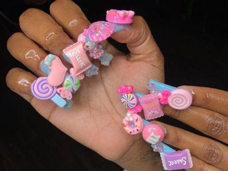 10Pcs Bag Y2k Kawaii Nail Art Decoration DIY Nail Charms 3D Donut Ice Cream Bear Candy Lollipop Nail Figure Exquisite Nail Tools Sale