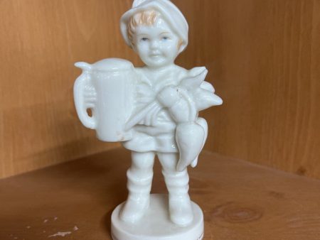 BOY WITH STEIN AND VEGETABLES IN WHITE GLAZE. JAPAN Online Sale