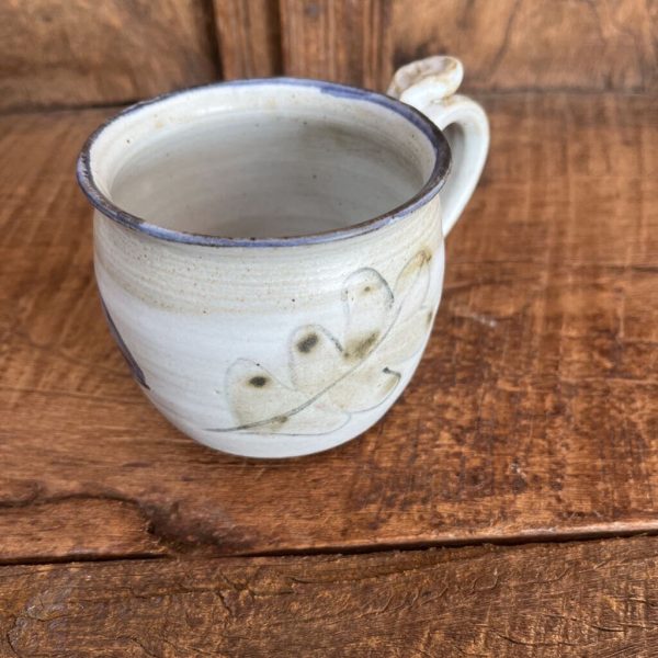 SIGNED BLUE RIM ART POTTERY MUG Discount