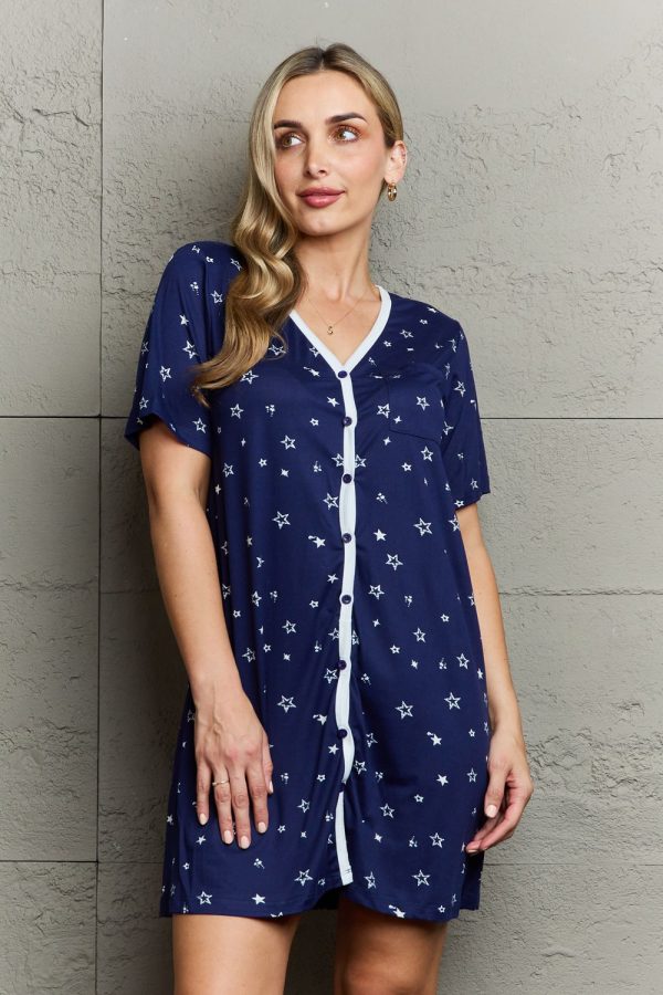 MOON NITE QUILTED QUIVERS BUTTON DOWN SLEEPWEAR DRESS on Sale