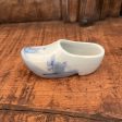 BLUE CERAMIC SHOE CLOG WITH WINDMILL AND SAILBOAT JAPAN For Cheap