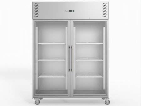 2NDs: FED-X S S Two Full Glass Door Upright Freezer XURF1410G2V-QLD130 For Cheap