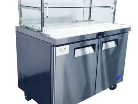 AG 490L 2 Door Sandwich Bar with Glass Canopy 16 x GN1 6 Trays Hot on Sale