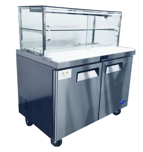 AG 490L 2 Door Sandwich Bar with Glass Canopy 16 x GN1 6 Trays Hot on Sale